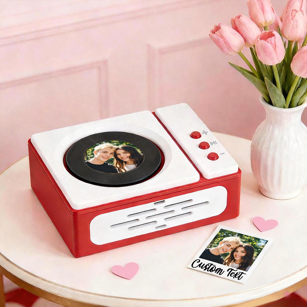 Personalized Mini Record Player with Custom Photo & Song - Unique Music Christmas Gift - FaceSocksUSA