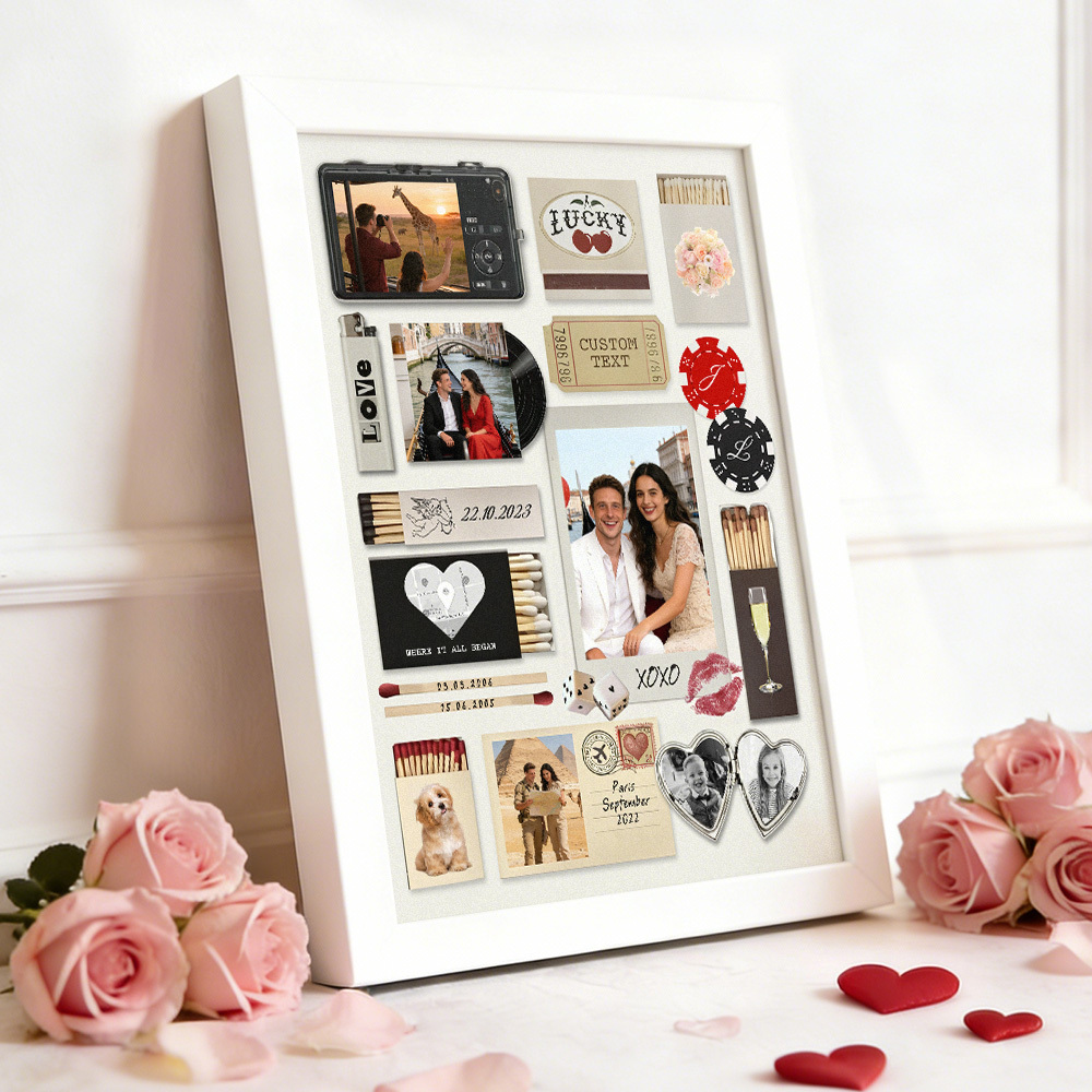 Matchbook Poster Frame, Custom Matchbox Art, Anniversary Gift for Boyfriend, Printable Gifts for Him and Her Collage Wall Prints