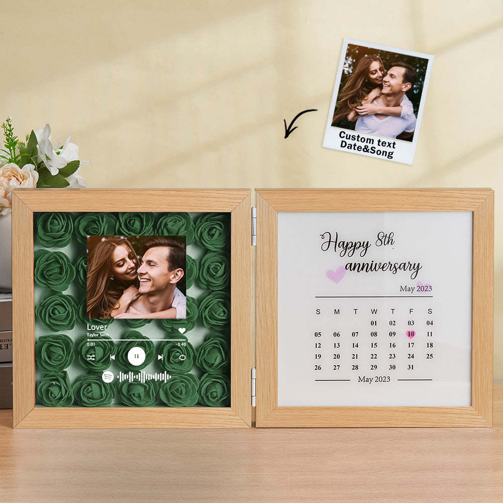 Personalized Photo Rose Flower Foldable Frame Custom Music Code Anniversary Gift for Couple	 - FaceSocksUSA