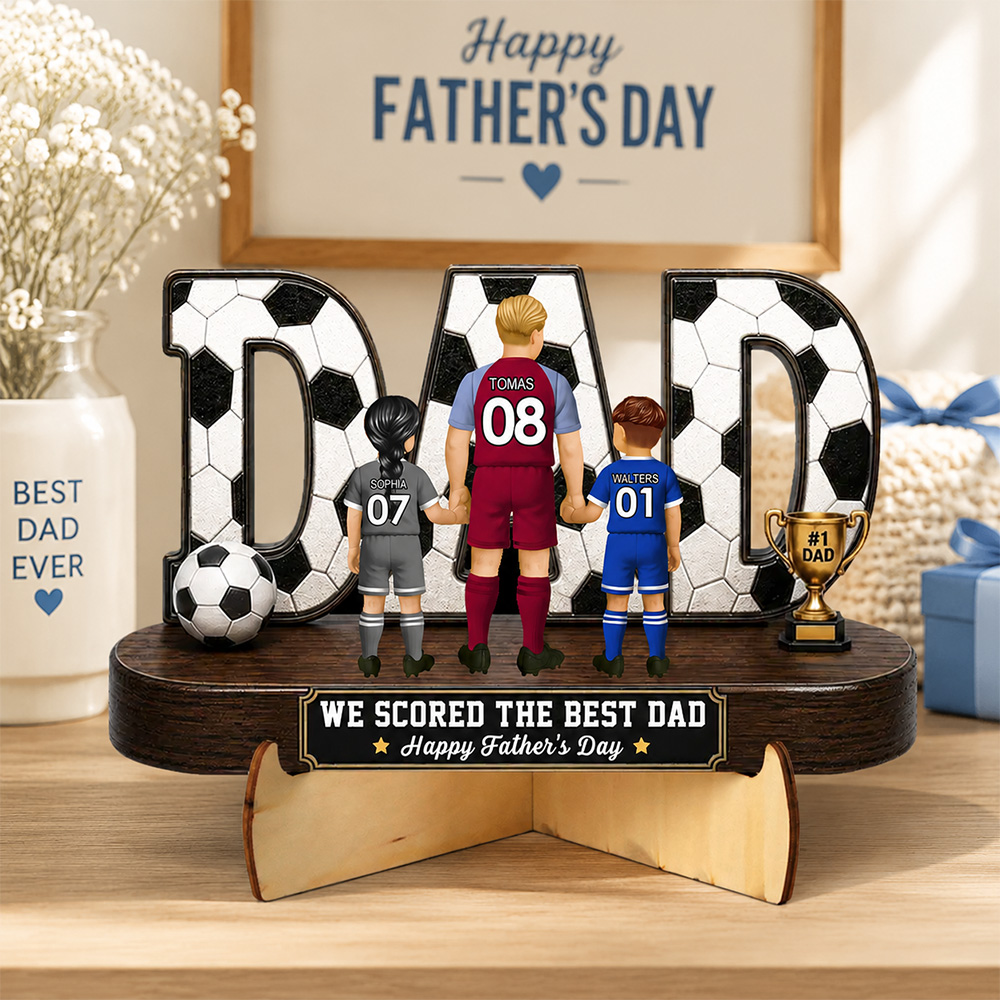 Soccer Dad Legend We Scored The Best Dad Back View - Personalized 2D Printed 3D Look Wooden Plaque - Father's Day Gift For Dad, Husband, Soccer Lovers - FaceSocksUSA