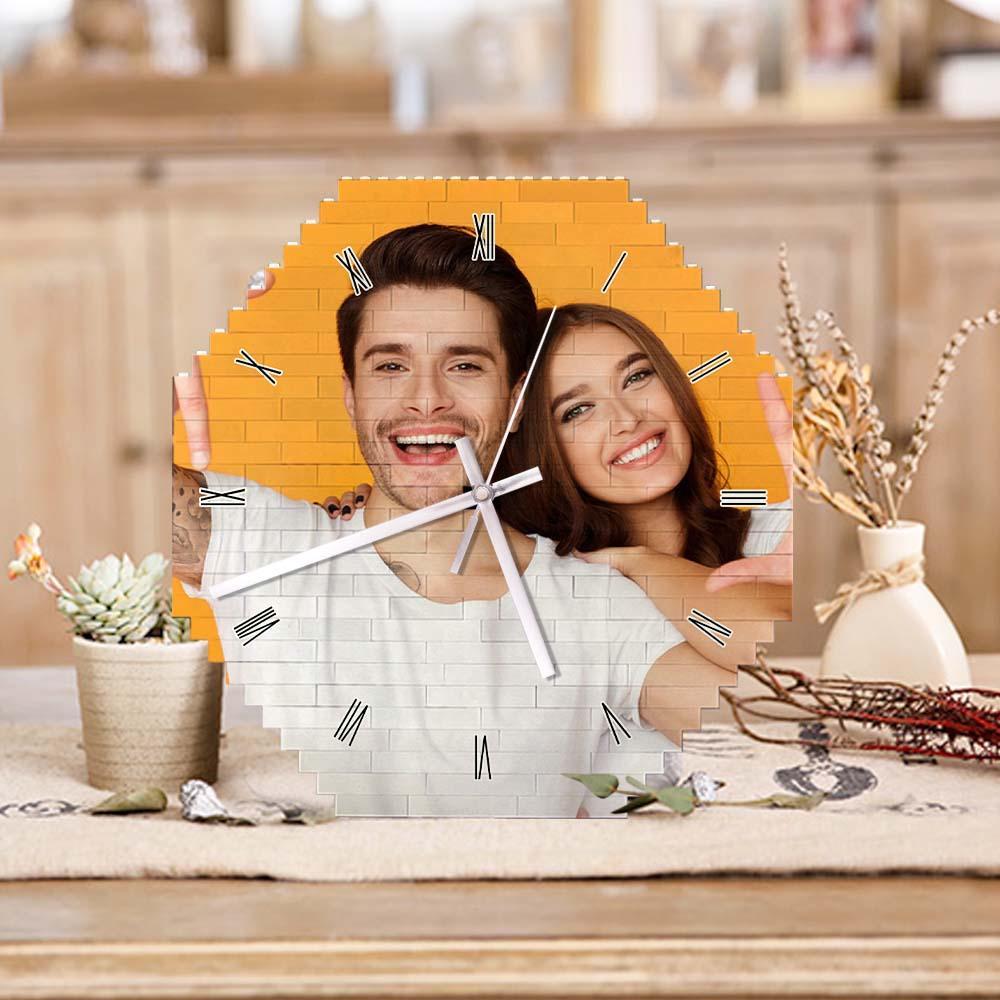 Custom Building Block Wall Clock Personality Puzzle Custom Photo Pointer Brick Clock - FaceSocksUsa