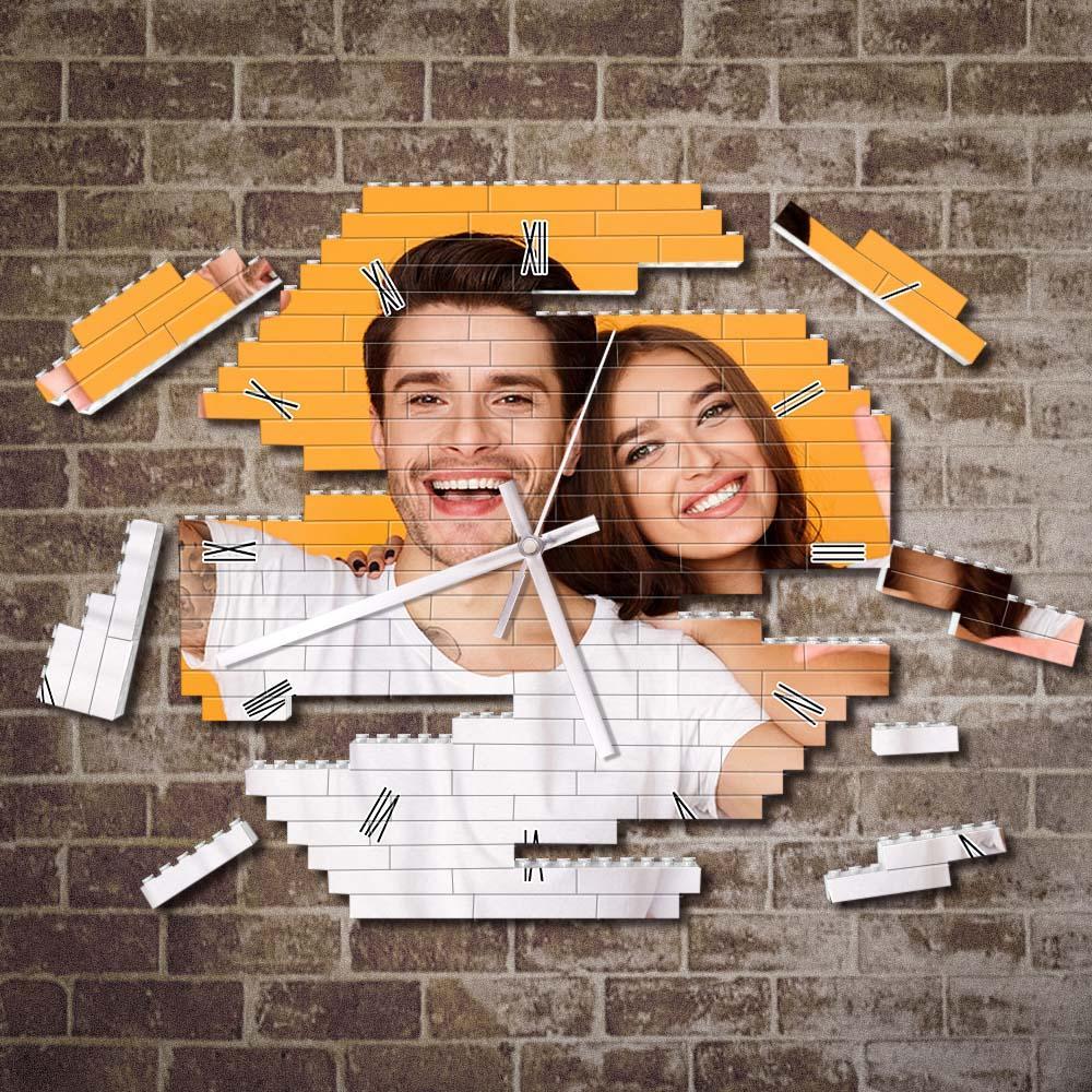 Custom Building Block Wall Clock Personality Puzzle Custom Photo Pointer Brick Clock - FaceSocksUsa