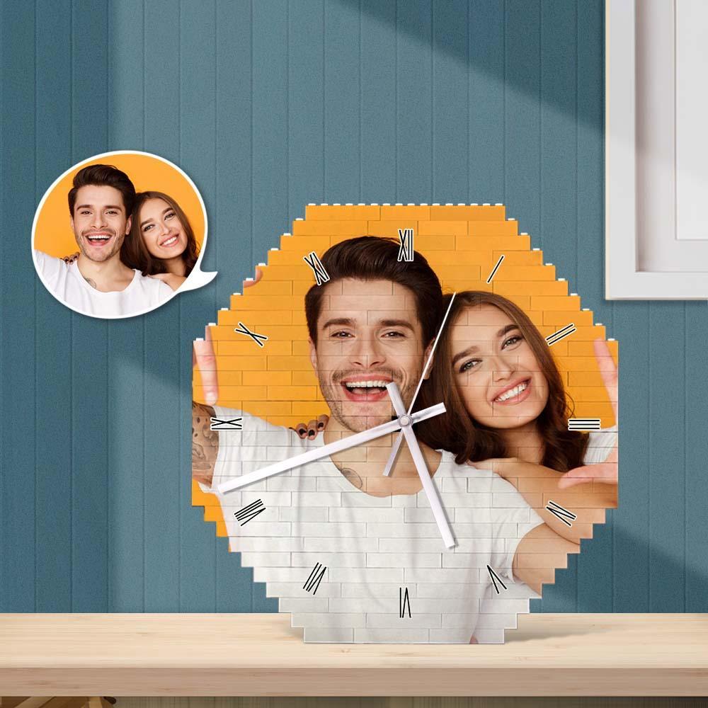 Custom Building Block Wall Clock Personality Puzzle Custom Photo Pointer Brick Clock - FaceSocksUsa