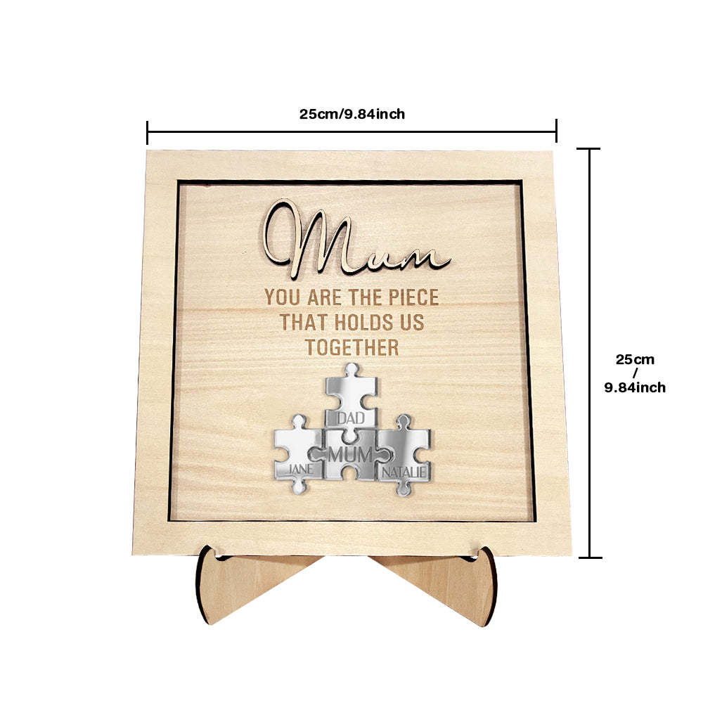 You Are the Piece That Holds Us Together Personalized Mum Puzzle Plaque Mother's Day Gift - SantaSocks
