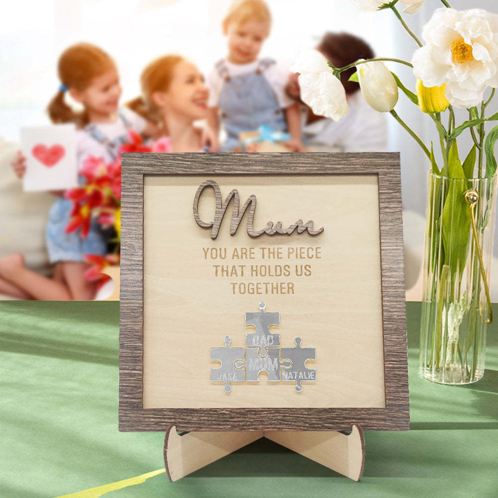 Personalized Mum Puzzle Plaque You Are the Piece That Holds Us Together Mother's Day Gift - FaceSocksUSA