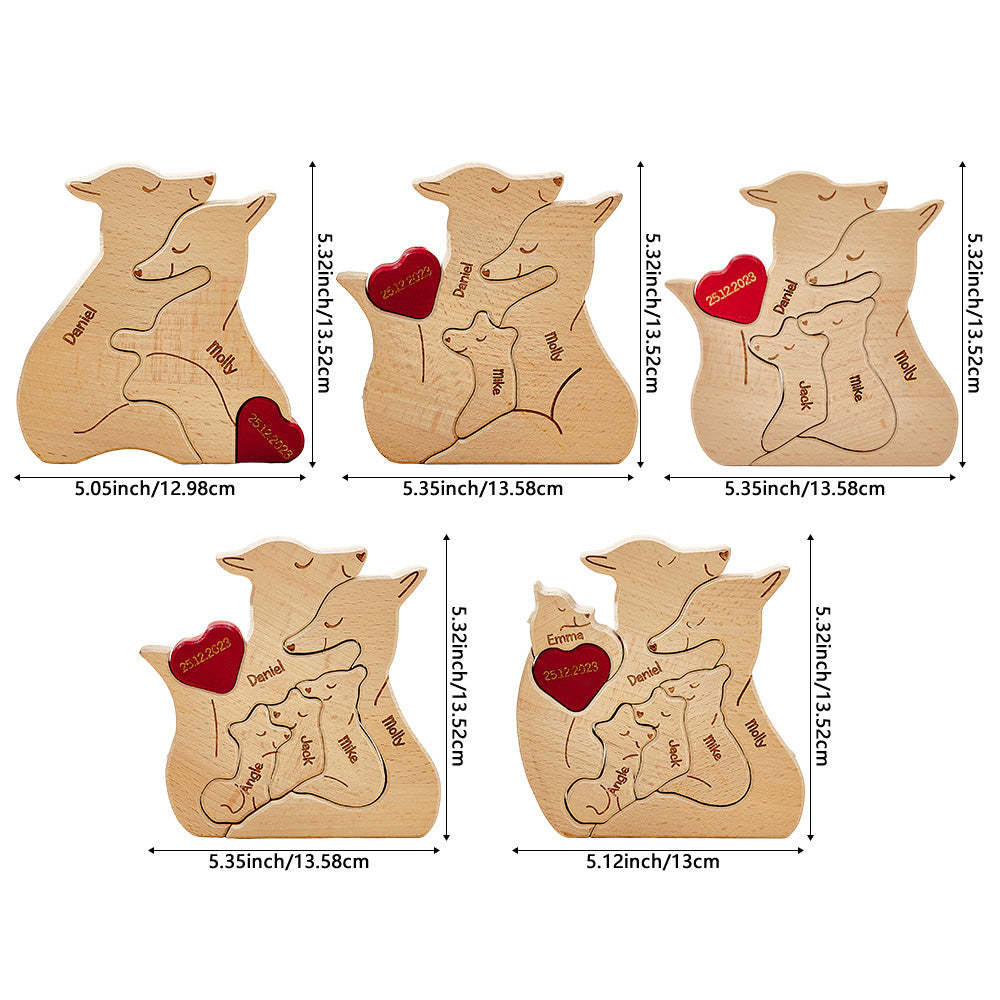 Personalized Wooden Fox Custom Family Member Names Puzzle Home Decor Gifts - FaceSocksUSA