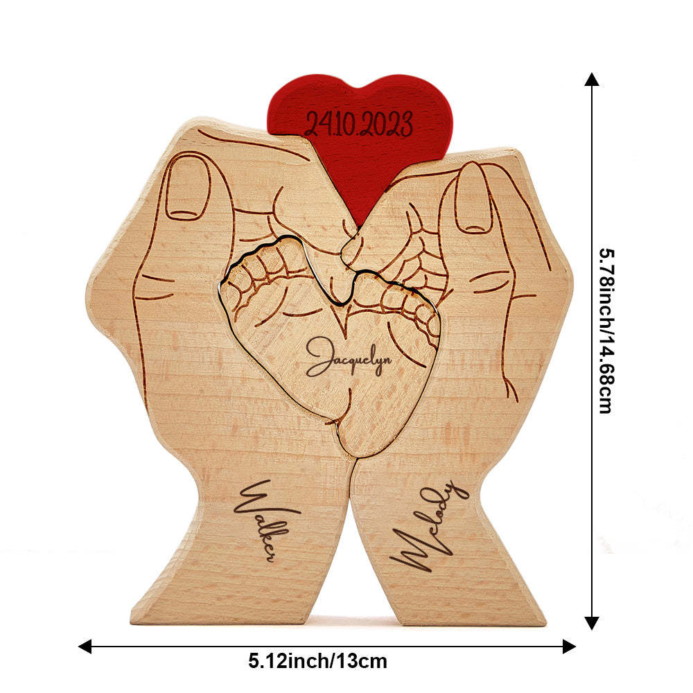 Personalized Wooden Baby Feet Custom Family Member Names Date Puzzle Home Decor Gifts - FaceSocksUSA
