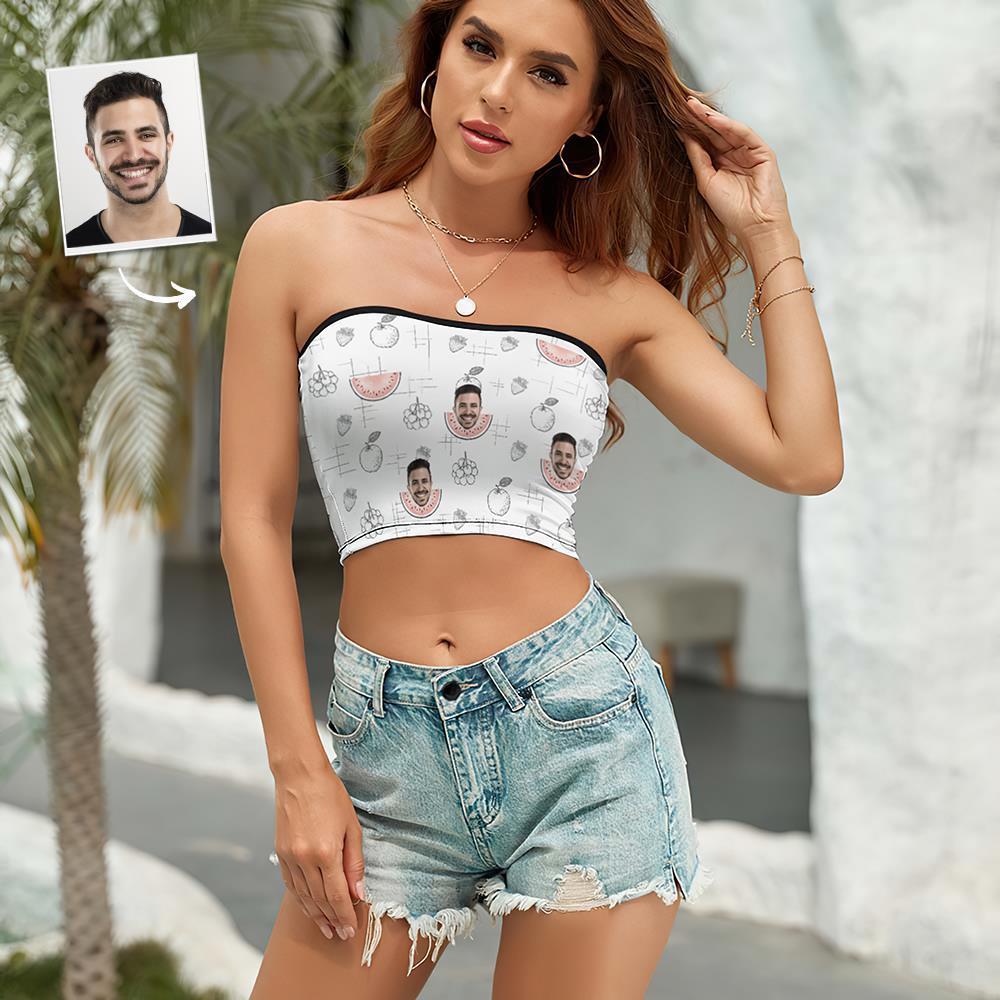 Custom Face Women's Bandeau Top Summer Style Strapless Bra Sexy Tube Top For Beach Party - FaceSocksUSA