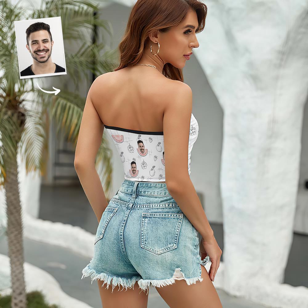 Custom Face Women's Bandeau Top Summer Style Strapless Bra Sexy Tube Top For Beach Party - FaceSocksUSA