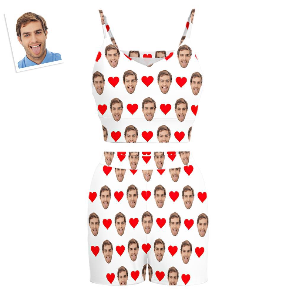 Custom Women's Photo Suspender Vest Suit Personalized Gift - Love Heart - FaceSocksUSA