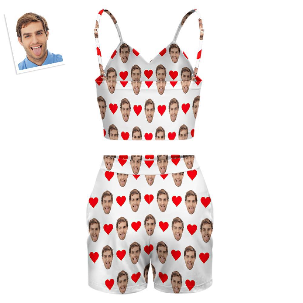 Custom Women's Photo Suspender Vest Suit Personalized Gift - Love Heart - FaceSocksUSA