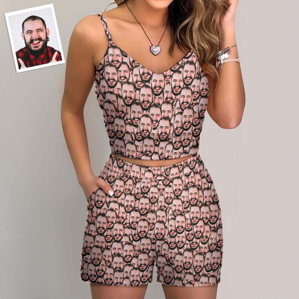 Custom Women's Photo Suspender Vest Suit Personalized Gift - Face Mash - FaceSocksUSA