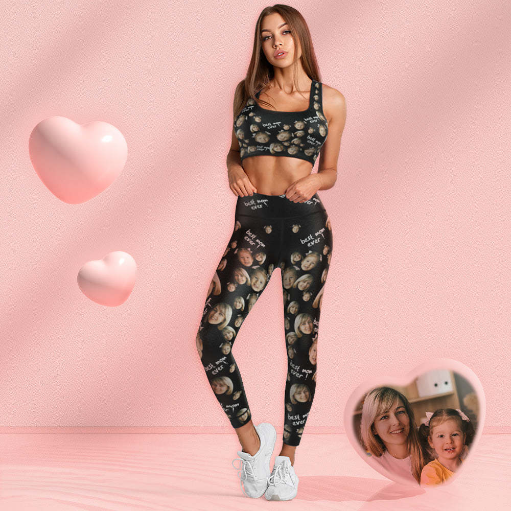 Custom Face Leggings and Tank Top Yoga Clothing Suit Mother's Day Gift - Best Mom Ever - FaceSocksUSA
