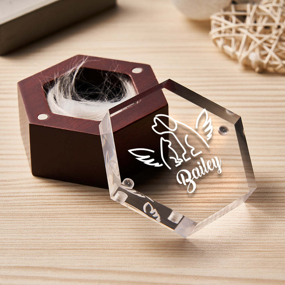 Custom Name Wooden Pet Hair Keepsake Personalized Pet Fur Memorial Box Pet Memorial Gift	 - FaceSocksUSA