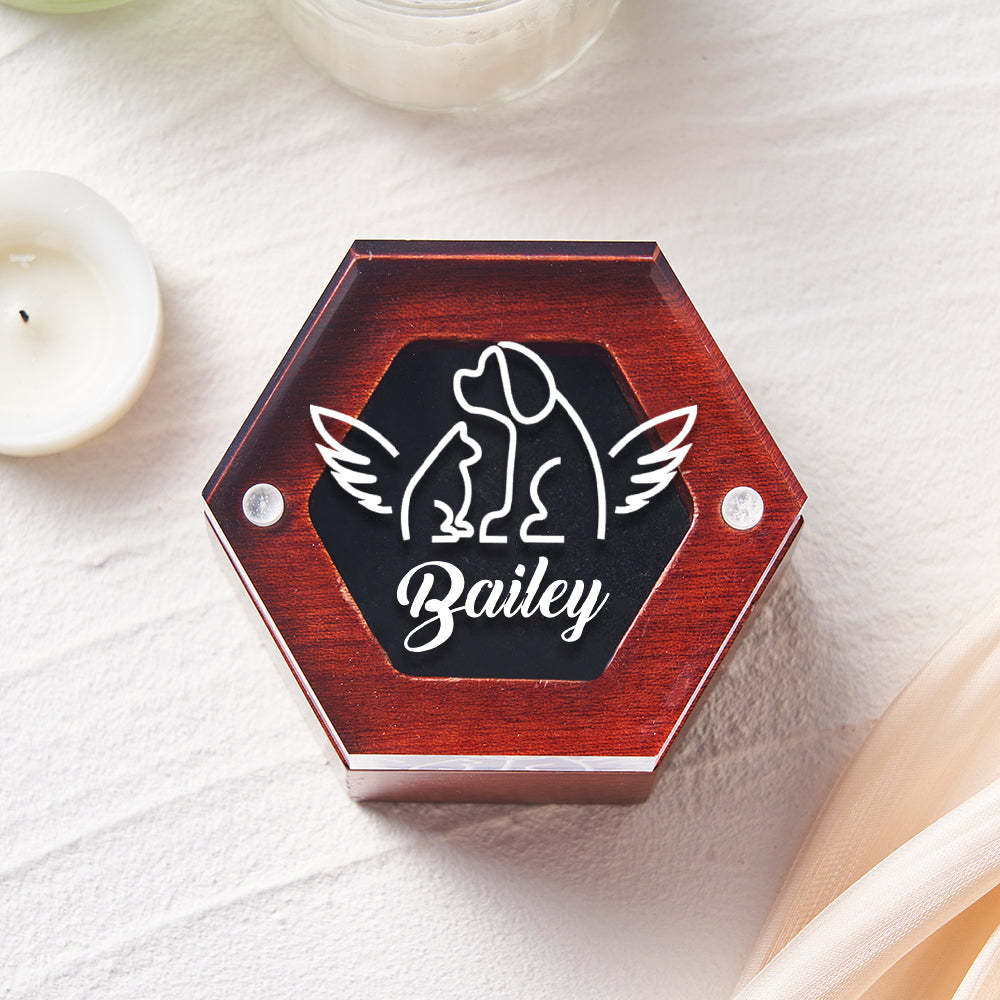 Custom Name Wooden Pet Hair Keepsake Personalized Pet Fur Memorial Box Pet Memorial Gift	 - FaceSocksUSA