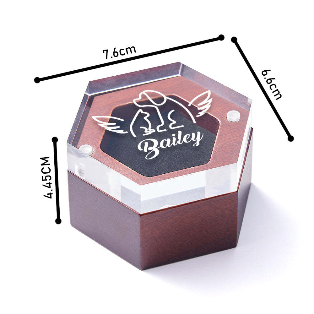 Custom Name Wooden Pet Hair Keepsake Personalized Pet Fur Memorial Box Pet Memorial Gift	 - FaceSocksUSA