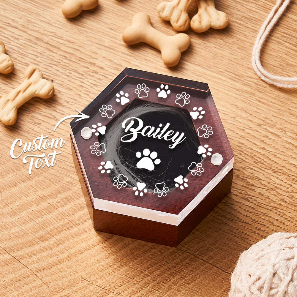 Custom Name Wooden Pet Hair Keepsake Personalized Pet Fur Memorial Box Pet Memorial Gift	 - FaceSocksUSA