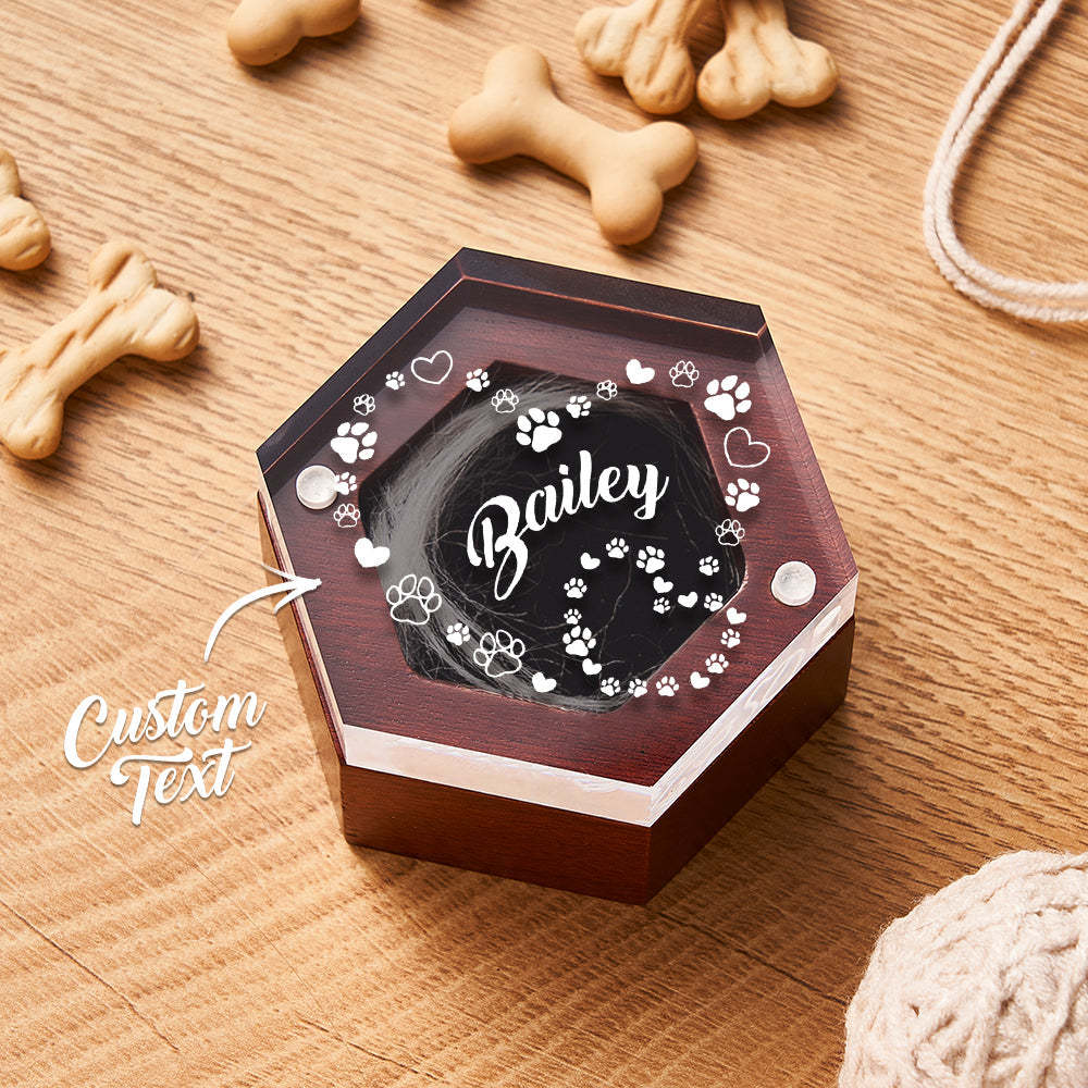 Custom Name Wooden Pet Hair Keepsake Personalized Pet Fur Memorial Box Pet Memorial Gift	 - FaceSocksUSA