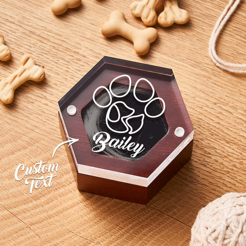 Custom Name Wooden Pet Hair Keepsake Personalized Pet Fur Memorial Box Pet Memorial Gift	 - FaceSocksUSA