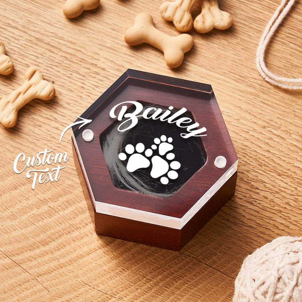 Custom Name Wooden Pet Hair Keepsake Personalized Pet Fur Memorial Box Pet Memorial Gift	 - FaceSocksUSA