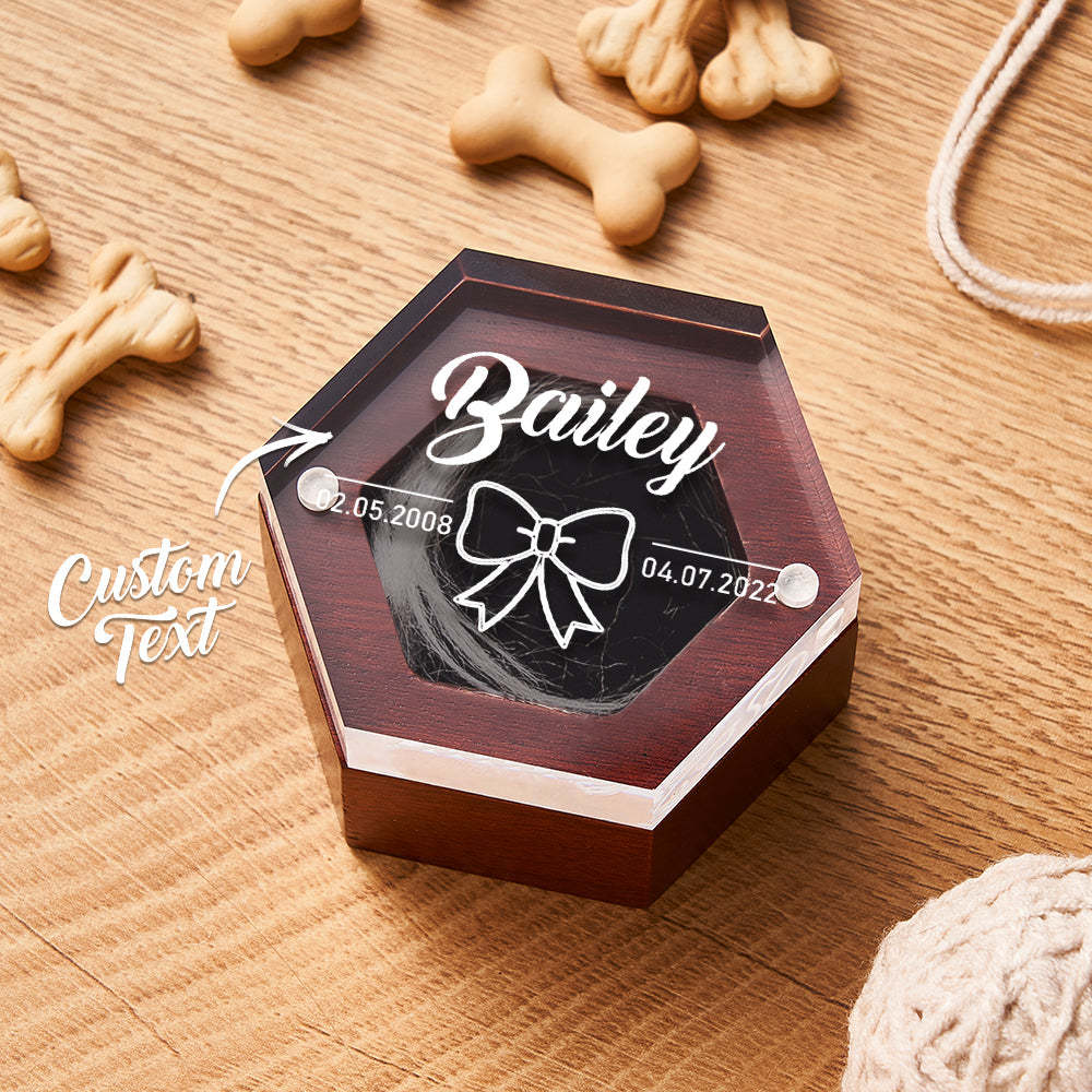 Custom Name Wooden Pet Hair Keepsake Personalized Pet Fur Memorial Box Pet Memorial Gift	 - FaceSocksUSA