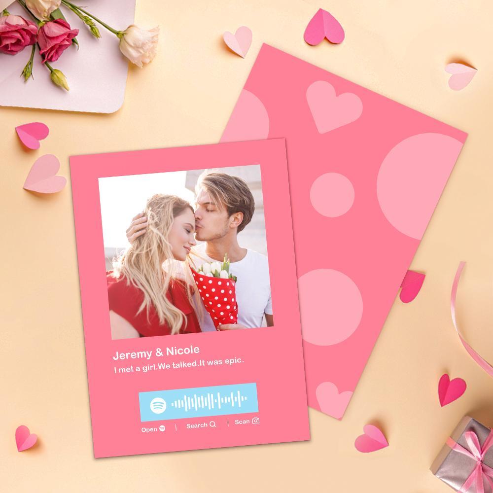 Custom Spotify Code Music Cards Multicolors Anniversary Card - Pink-FaceSocksUSA