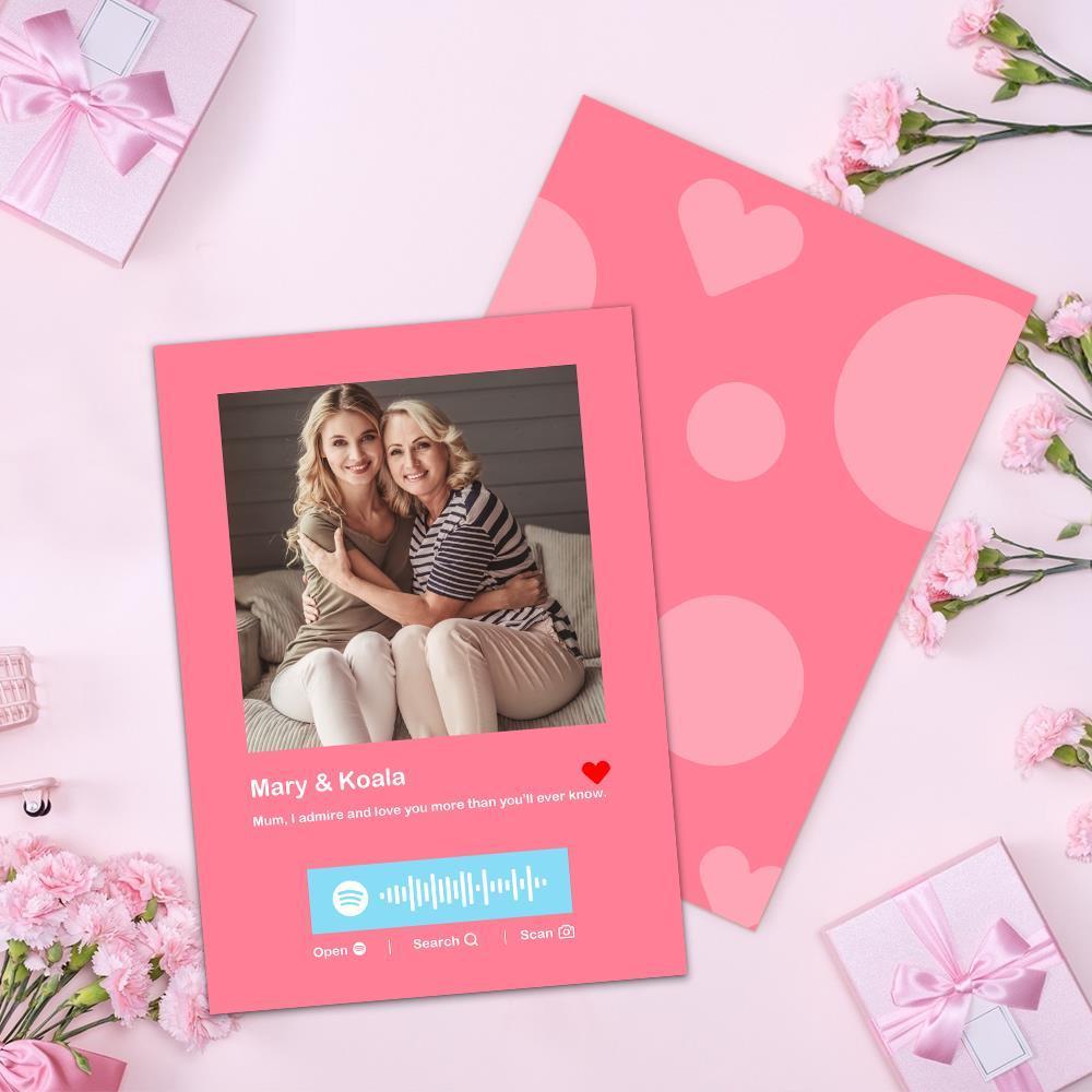 Custom Spotify Code Music Cards Multicolors Anniversary Card - Pink-FaceSocksUSA