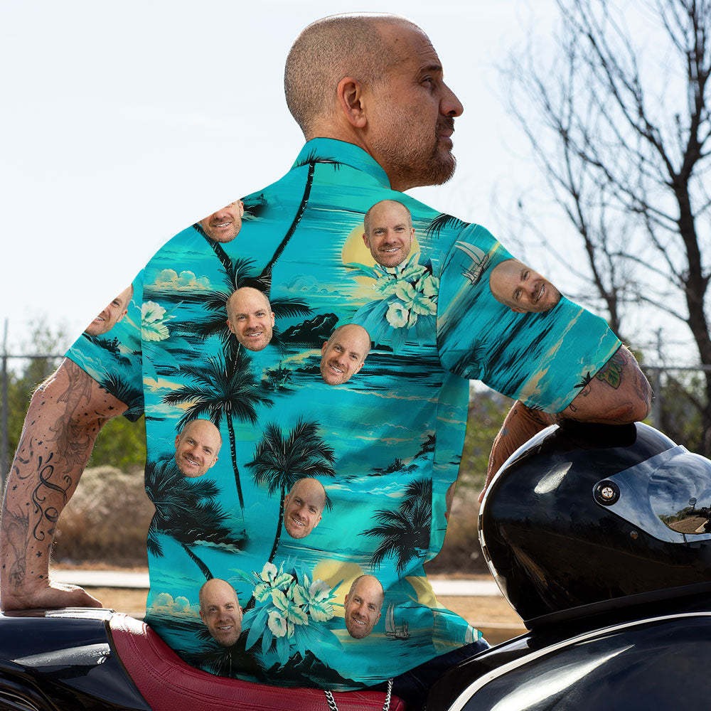 Custom Face Hawaiian Shirt All Over Print Personalized Beach Shirt	 - FaceSocksUSA