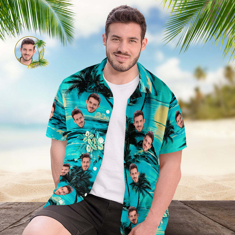 Custom Face Hawaiian Shirt All Over Print Personalized Beach Shirt	 - FaceSocksUSA