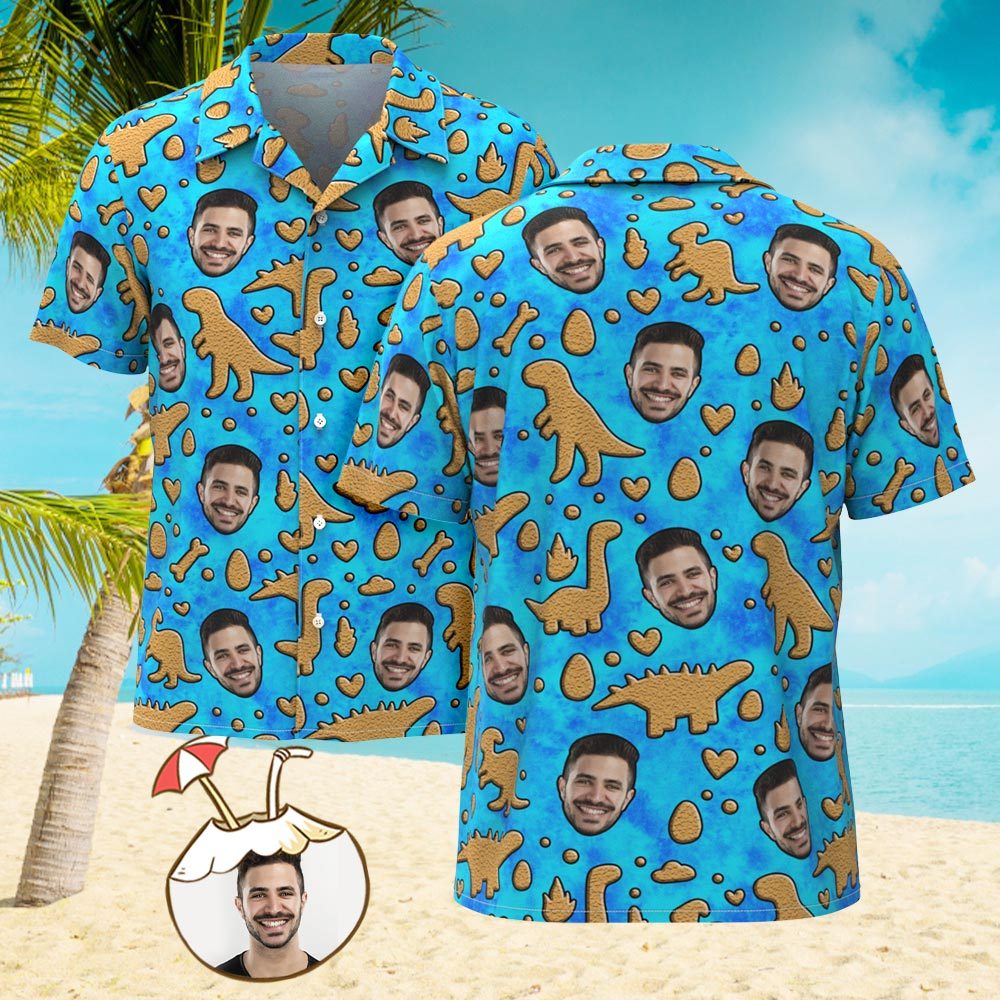 Custom Men's Shirt Face All Over Print Hawaiian Shirt Funny Gifts - FaceSocksUsa
