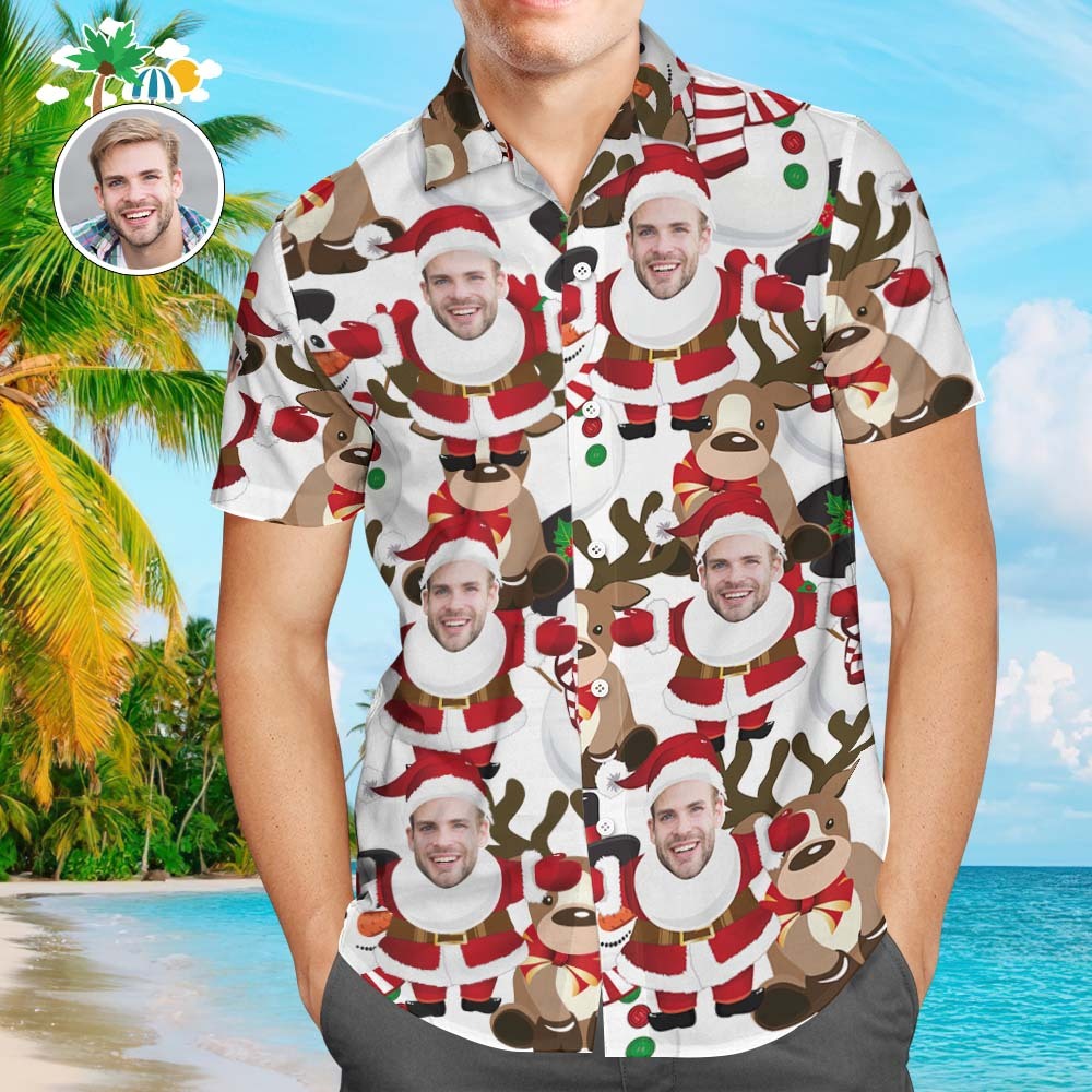 Custom Men's Santa Claus Party Hawaiian Shirts Christmas Gift - FaceSocksUSA