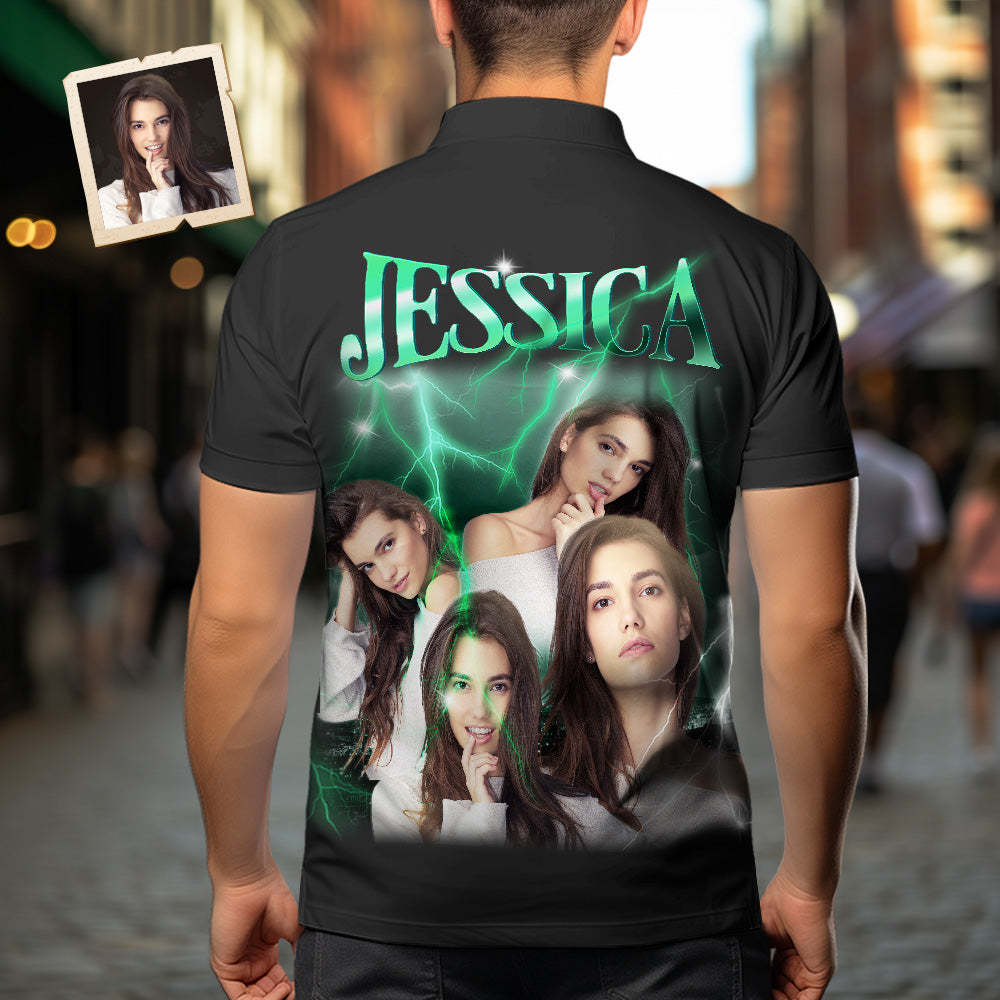 Custom Photo and Text Hawaiian Shirts Personalized Photo Gift Men's Vintage Personality Lightning Shirts