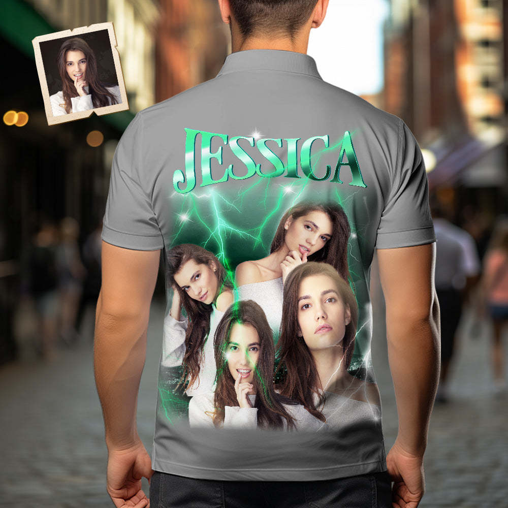 Custom Photo and Text Hawaiian Shirts Personalized Photo Gift Men's Vintage Personality Lightning Shirts