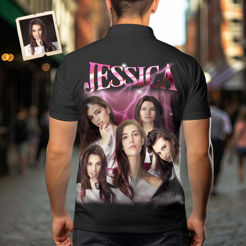 Custom Photo and Text Hawaiian Shirts Personalized Photo Gift Men's Vintage Personality Lightning Shirts