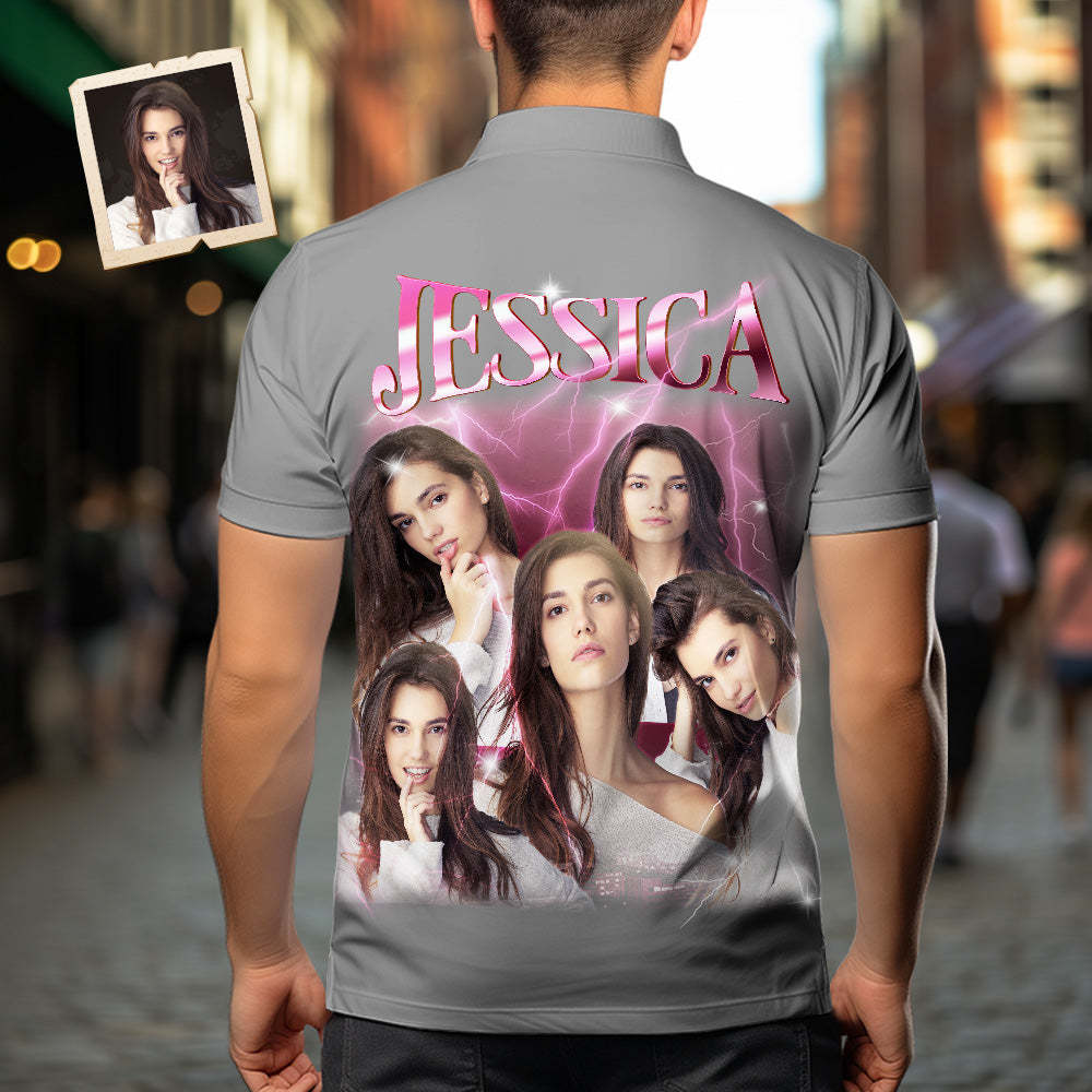 Custom Photo and Text Hawaiian Shirts Personalized Photo Gift Men's Vintage Personality Lightning Shirts