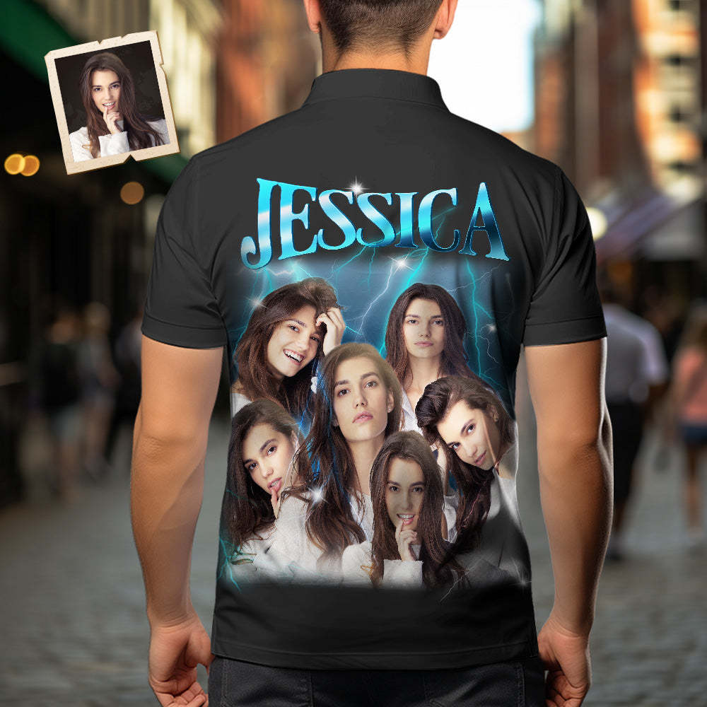 Custom Photo and Text Hawaiian Shirts Personalized Photo Gift Men's Vintage Personality Lightning Shirts