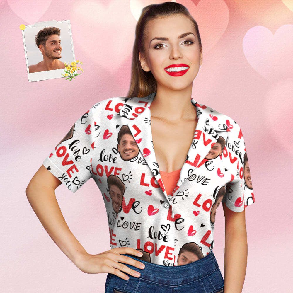 Custom Face Hawaiian Style Personalized White Shirt Couple Outfit - FaceSocksUSA