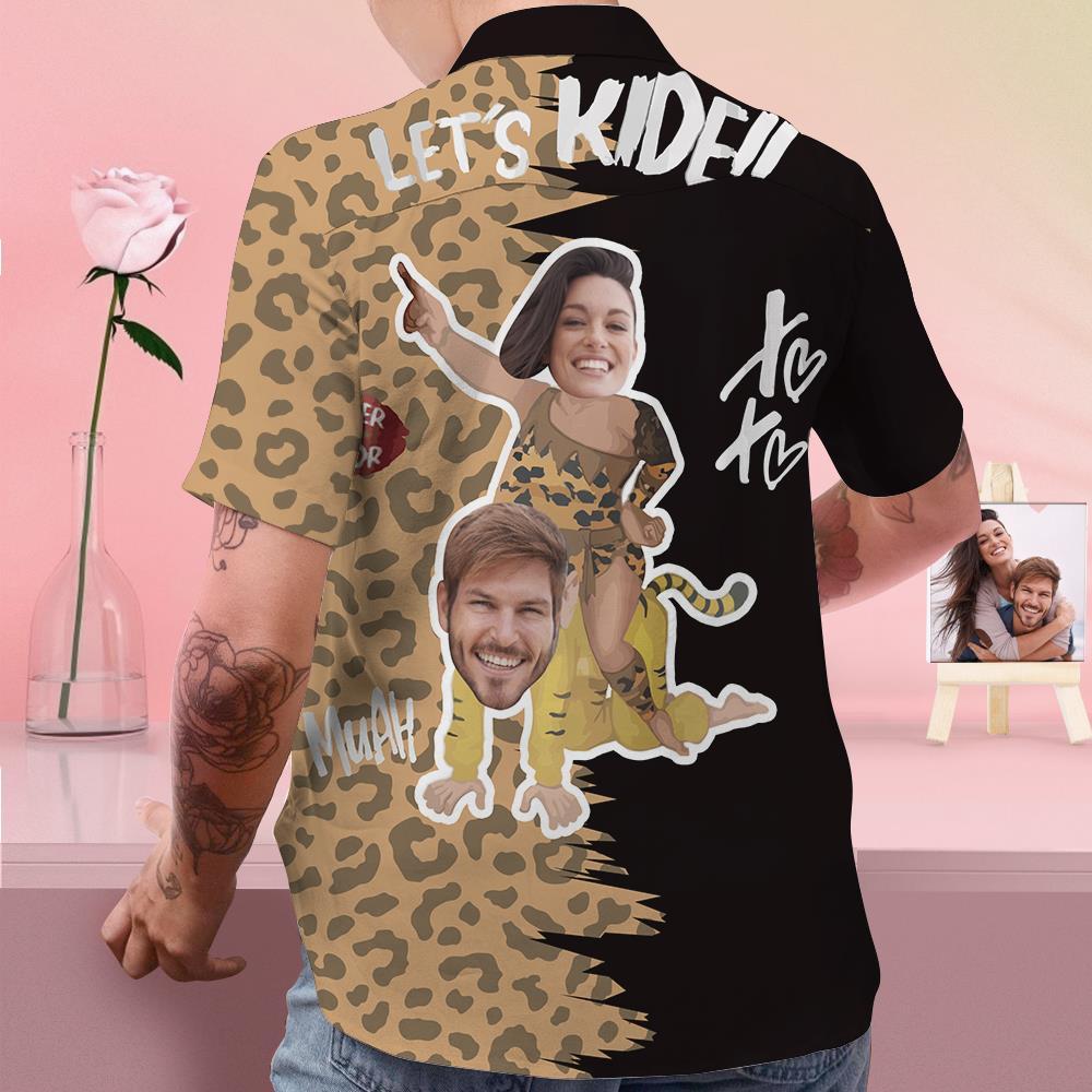 Custom Face Shirt Personalized Photo Men's Hawaiian Shirt Valentine's Day Gift - Let's Kide - FaceSocksUSA