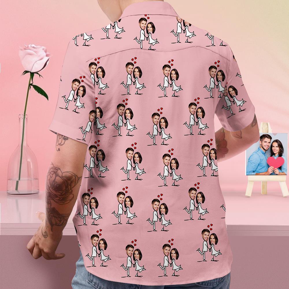 Custom Face Shirt Personalized Couple Photo Hawaiian Shirt Valentine's Day Gift - FaceSocksUSA
