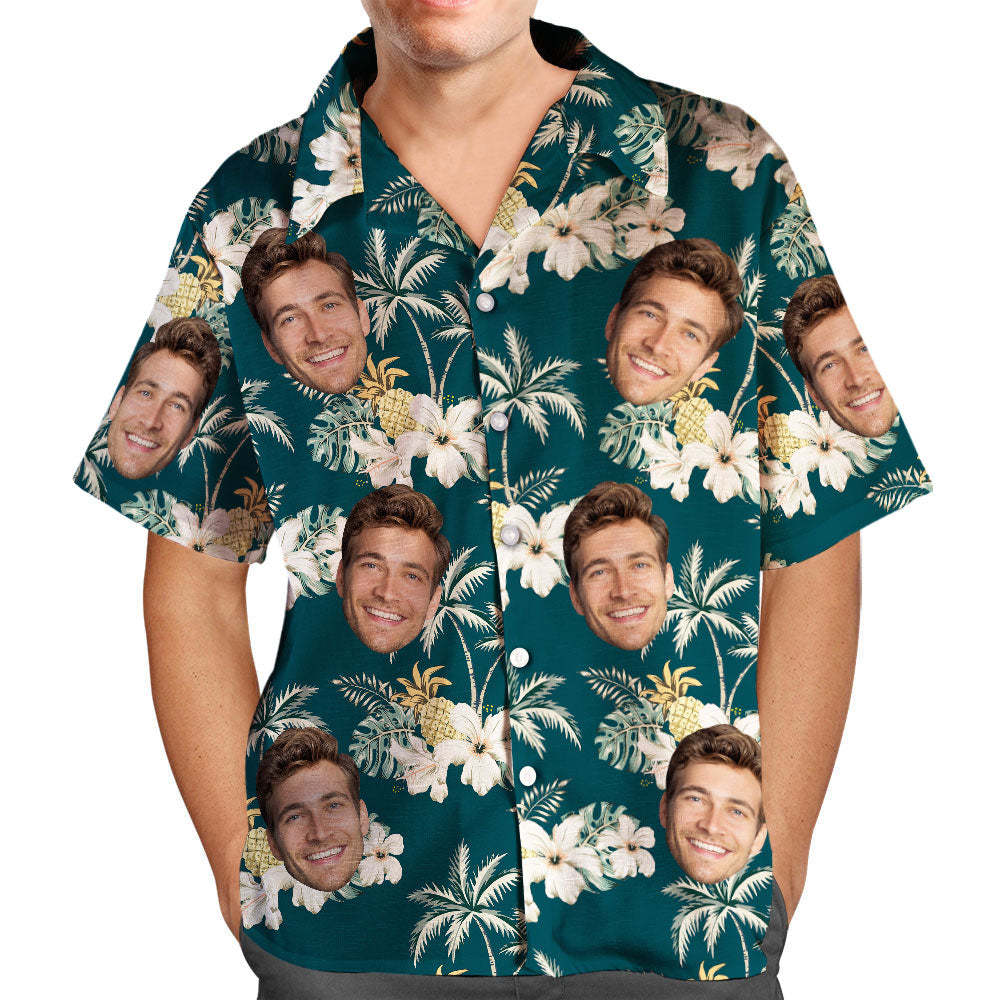 Custom Dog Face Hawaiian Shirt Funky Vintage Hawaiian Shirt Casual Button-Down Short Sleeve	 - FaceSocksUSA