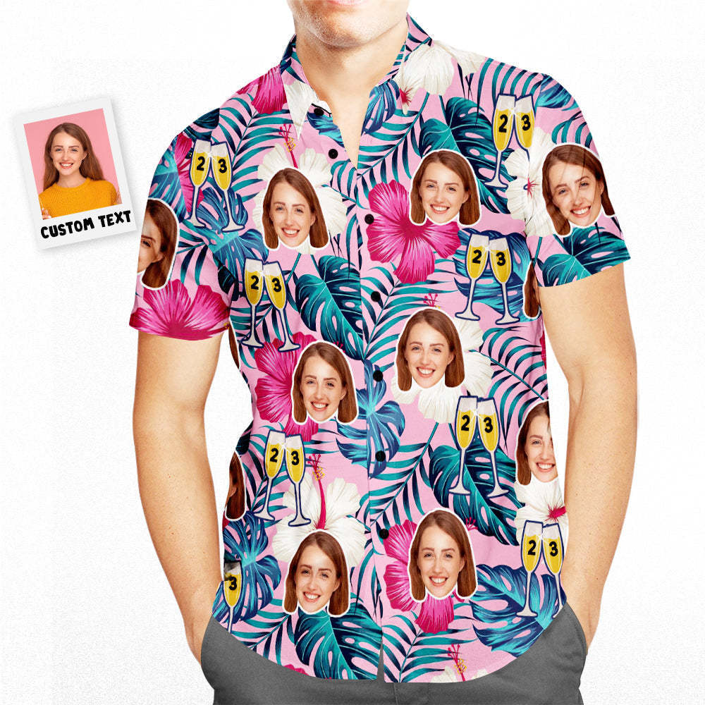 Custom Face Hawaiian Shirt Leaves Personalized Birthday Gifts - FaceSocksUSA