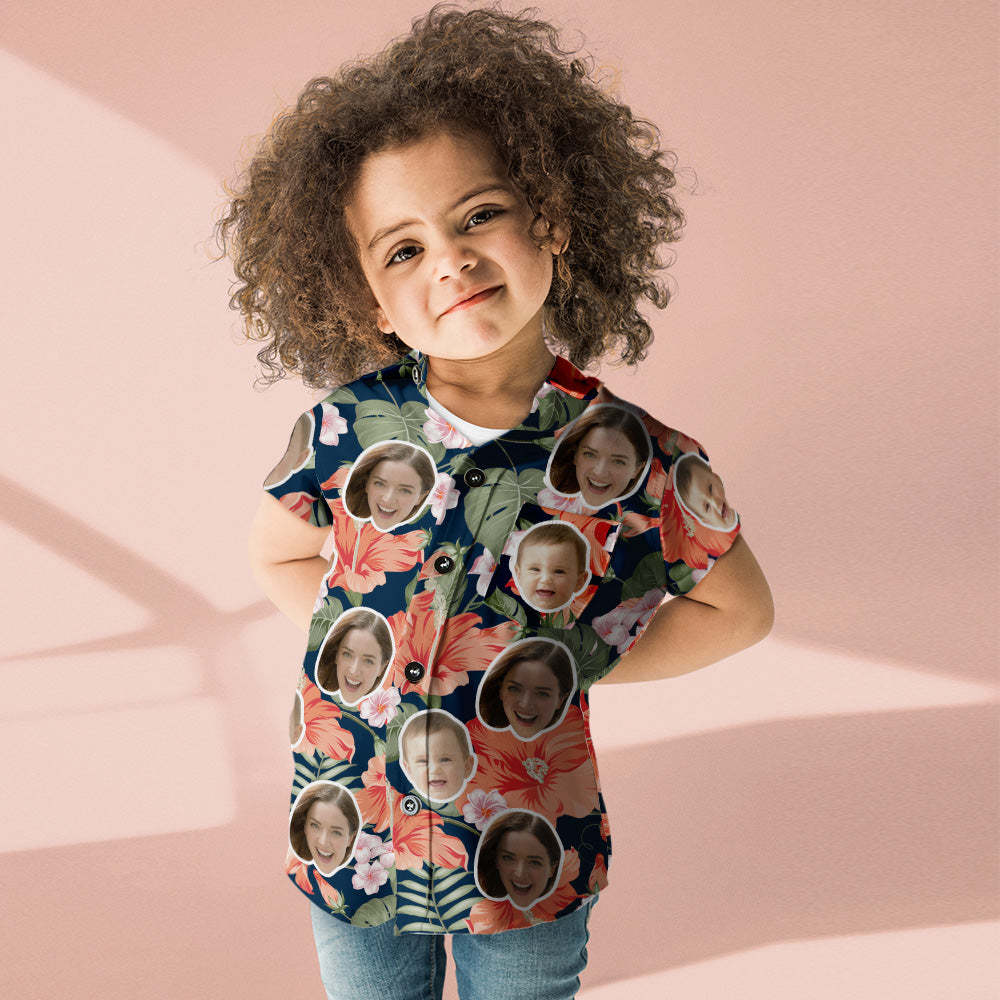 Custom Face Shirt Women's and Kids Hawaiian Shirts Aloha Flowers Mother's Day Gift - FaceSocksUSA