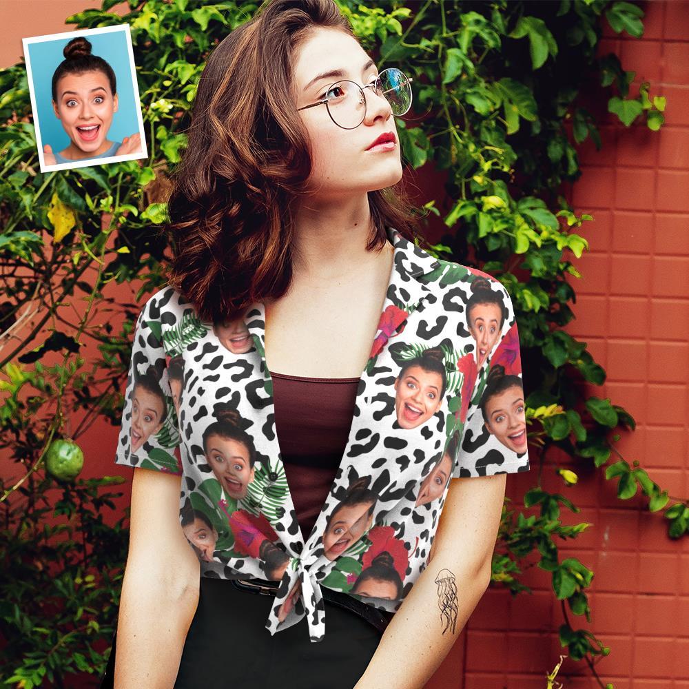 Custom Face Hawaiian Shirt for Women Personalized Women's Photo Hawaiian Shirt Gift for Her - Animal Party	 - FaceSocksUSA