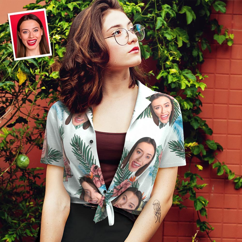 Custom Face Hawaiian Shirt for Women Personalized Women's Photo Hawaiian Shirt Gift for Her - Paradise	 - FaceSocksUSA