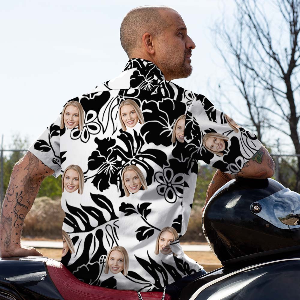 Custom Face Hawaiian Shirt Summer Personalized Shirt with Your Photo Big Hibiscus - faceboxerUK