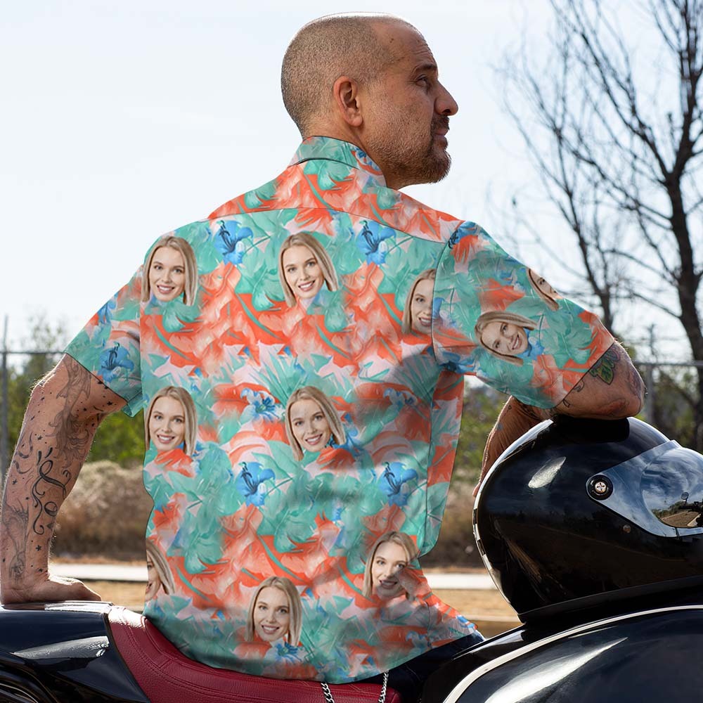 Custom Face Hawaiian Shirt Summer Multicoloured Personalized Shirt with Your Photo - faceboxerUK