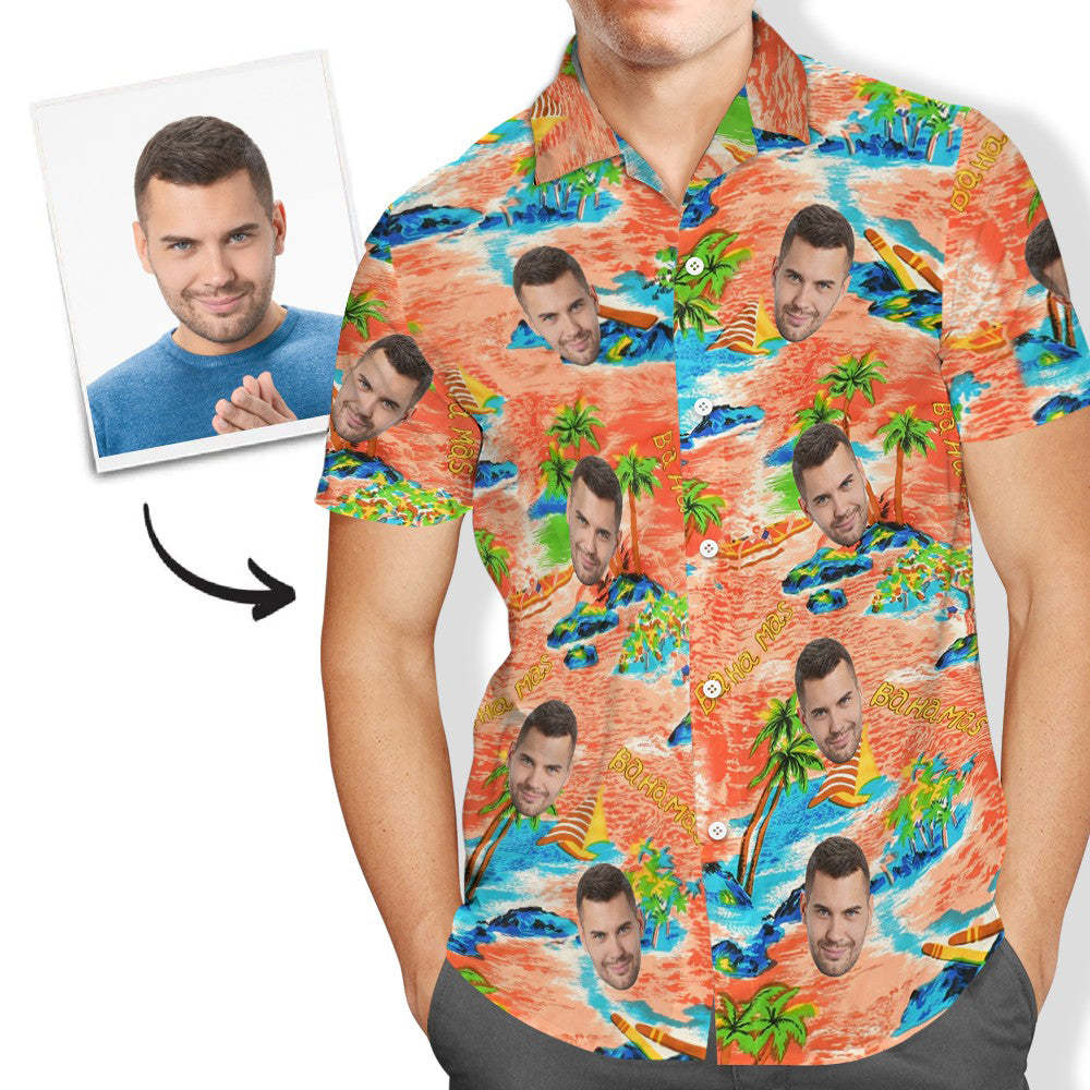 Custom Face Hawaiian Shirt King Kameha Personalized Button Up Shirt with Your Photo