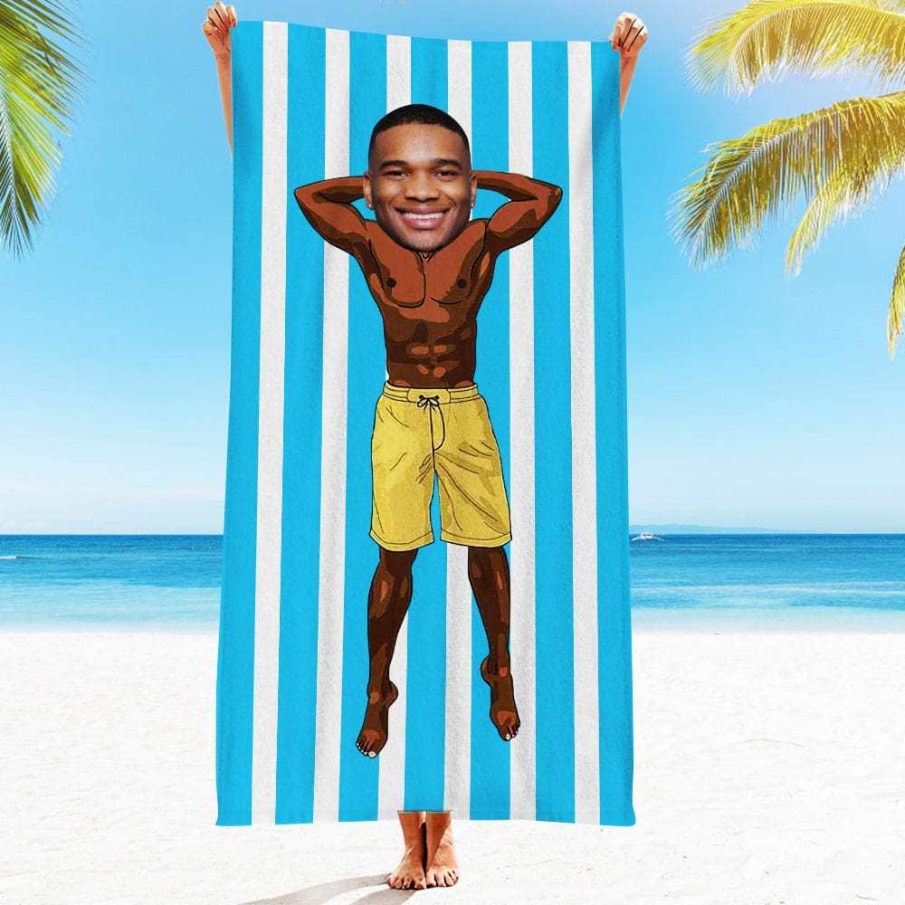 Custom Face Beach Towel Personalized Hawaii Style Beach Towel Funny Gift for Summer - GiftLab