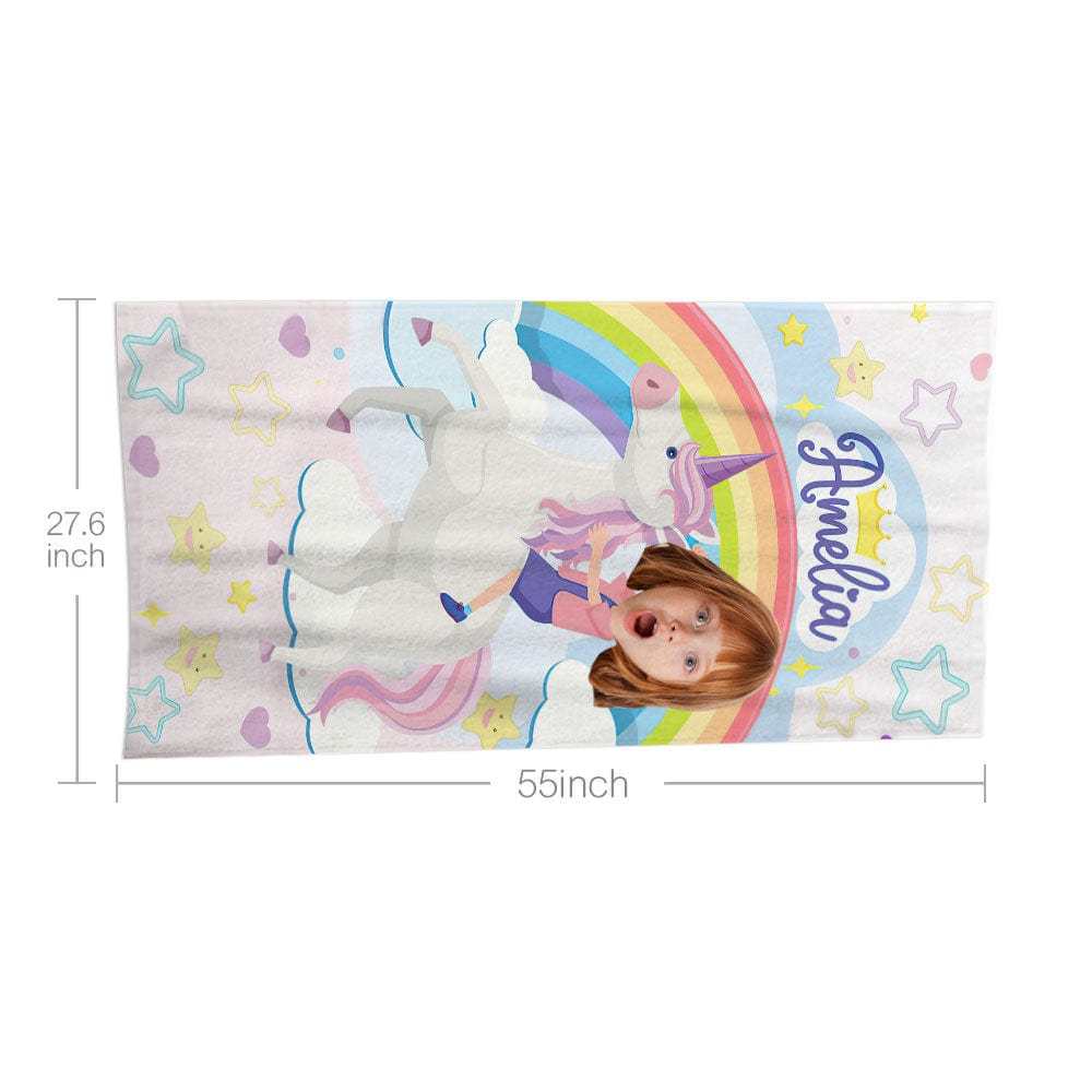 Custom Face Beach Towel Personalized Unicorn Beach Towel Funny Gift for Summer - GiftLab