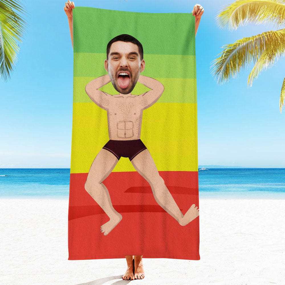 Custom Face Beach Towel Personalized Hawaii Style Beach Towel Funny Gift for Summer - GiftLab